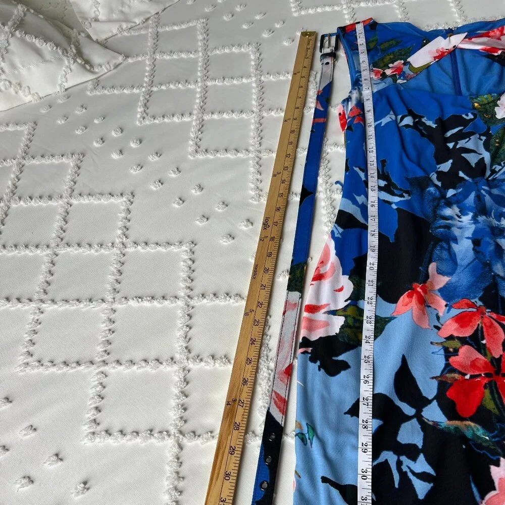 CACHE Midi Floral Print Diamond opening neck line Sheath Stretch Dress SIZE M - Picture 6 of 16